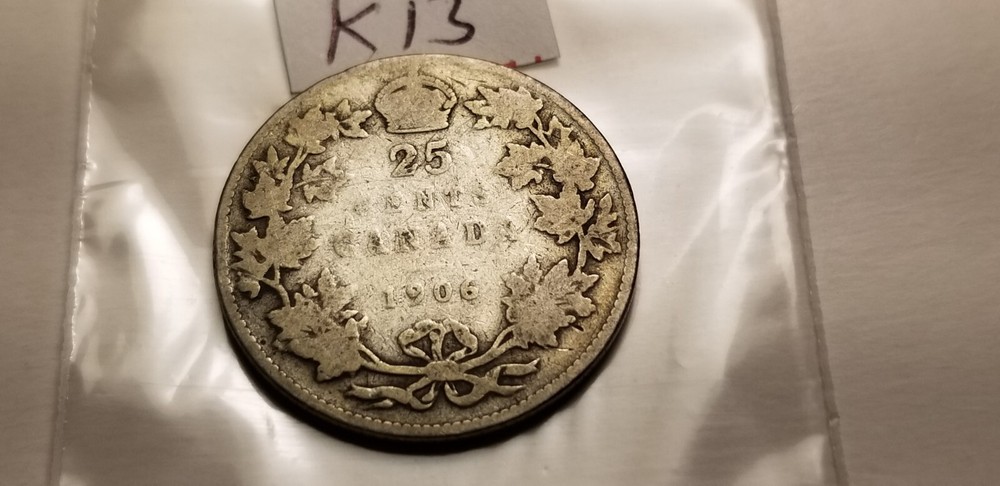 Canada 1906 25 Cent Silver Coin Id1.