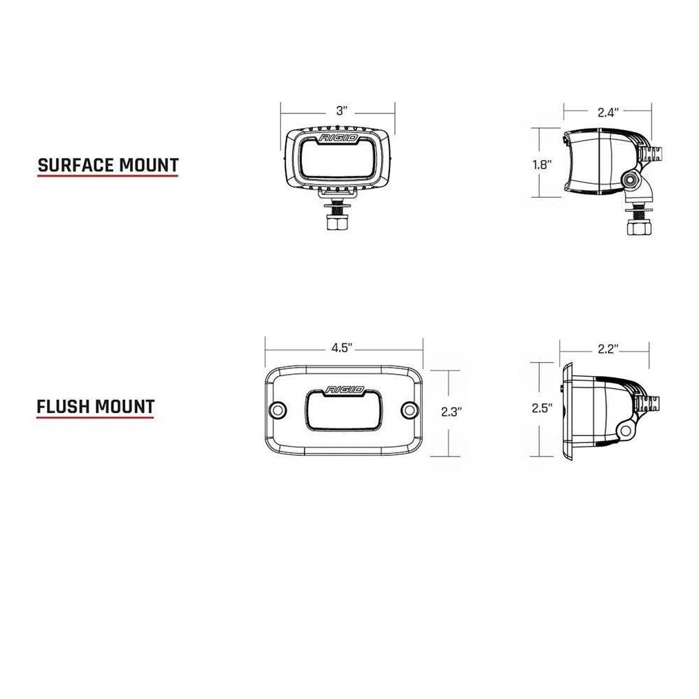 Rigid 922113 SR-M Series PRO Flood White Rectangle LED Single Light Kit Black