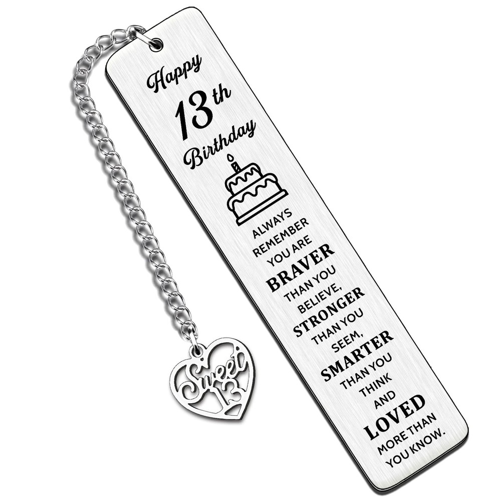 HULALA Inspirational 13th Bookmark Birthday Keepsake Gifts One Size, Silver