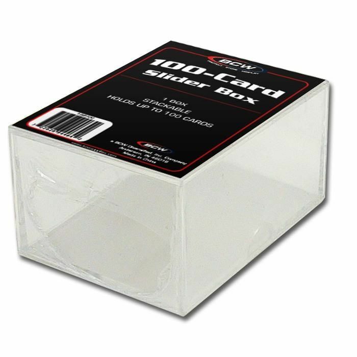 (3-Pack) BCW 100 Card Size Slider Box Stackable Plastic Card Storage Cases