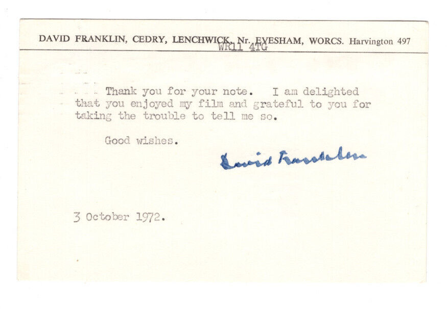 David Franklin Signed Postcard 1972 / Autographed Opera
