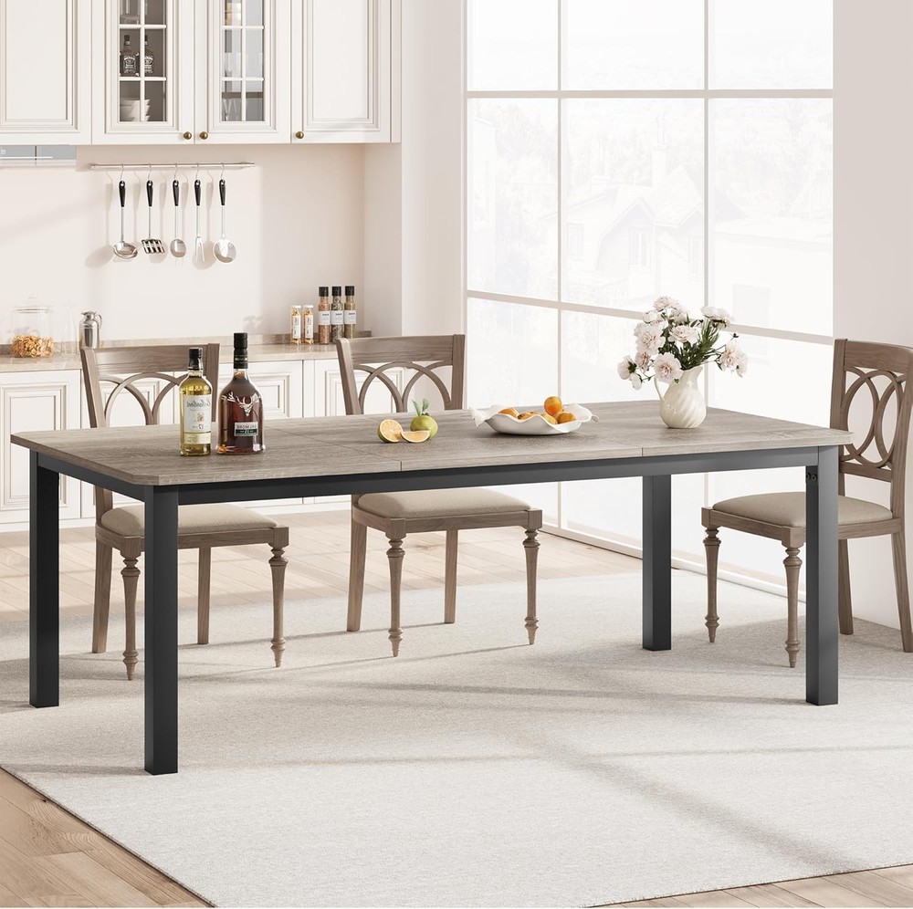 78.7" Long Rectangle Dining Table 6-8 People Industrial Wood Dinner Table Only