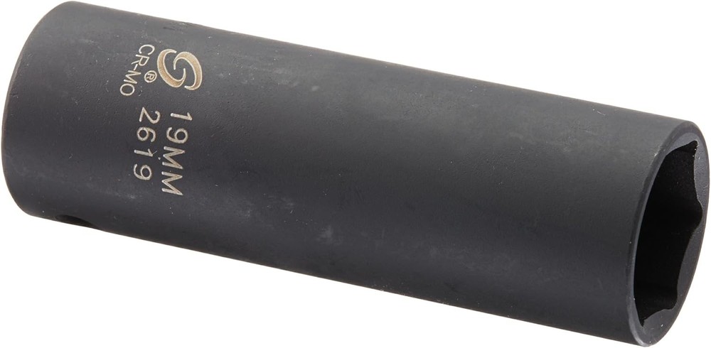 SUNEX TOOLS 2619 1/2-Inch Drive 19-Mm Extra Thin Wall Deep Impact Socket