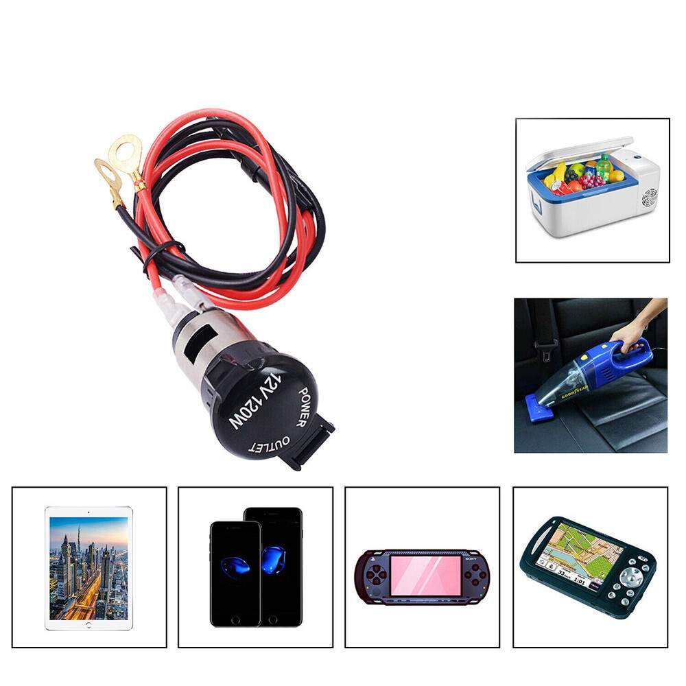 US 2-4 Pc Power Socket Outlet Plug Accessories+Line 12V Car Boat Tractor Lighter