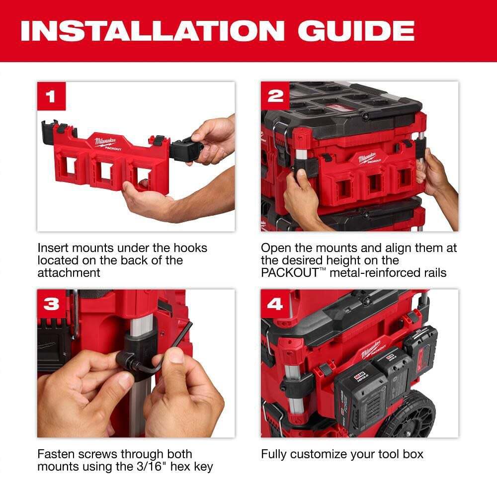 Milwaukee Packout Tool Box 3-Hook Attachment