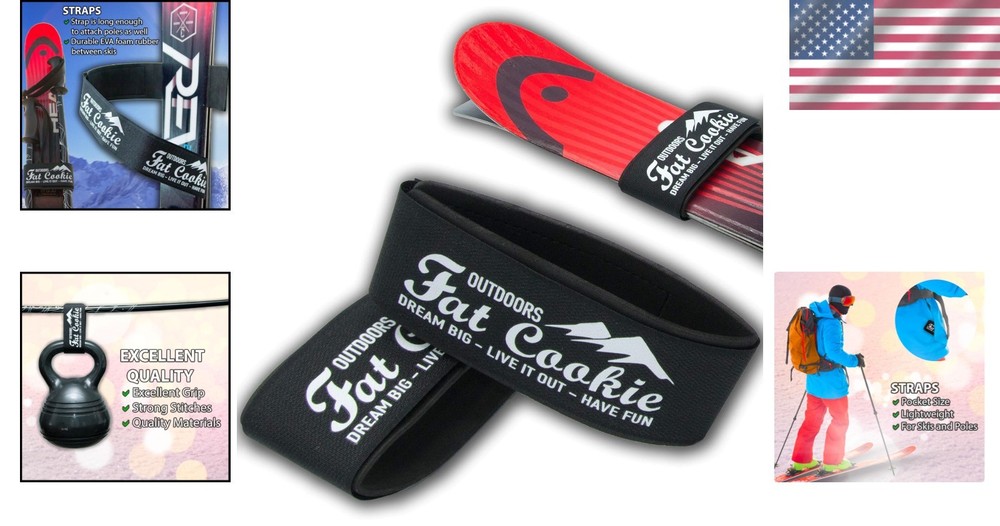 Compact Ski Carrier Straps with Hook and Loop Closure – Protects Your Gear