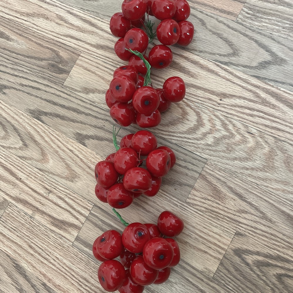 48 Pcs Red Artificial Cherries, Fake Fruit Decor Simulation Cherry Model