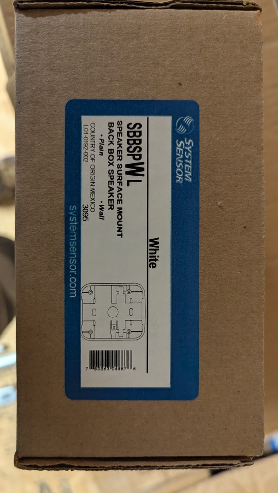 System Sensor SBBSPWL Surface Mount Back Box Speaker White Fire Alarm Speaker