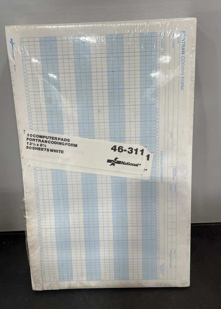 Fortran Coding Form 10 Computer Pads/50 Sheets Each White 13.5 x 8.5 VTG