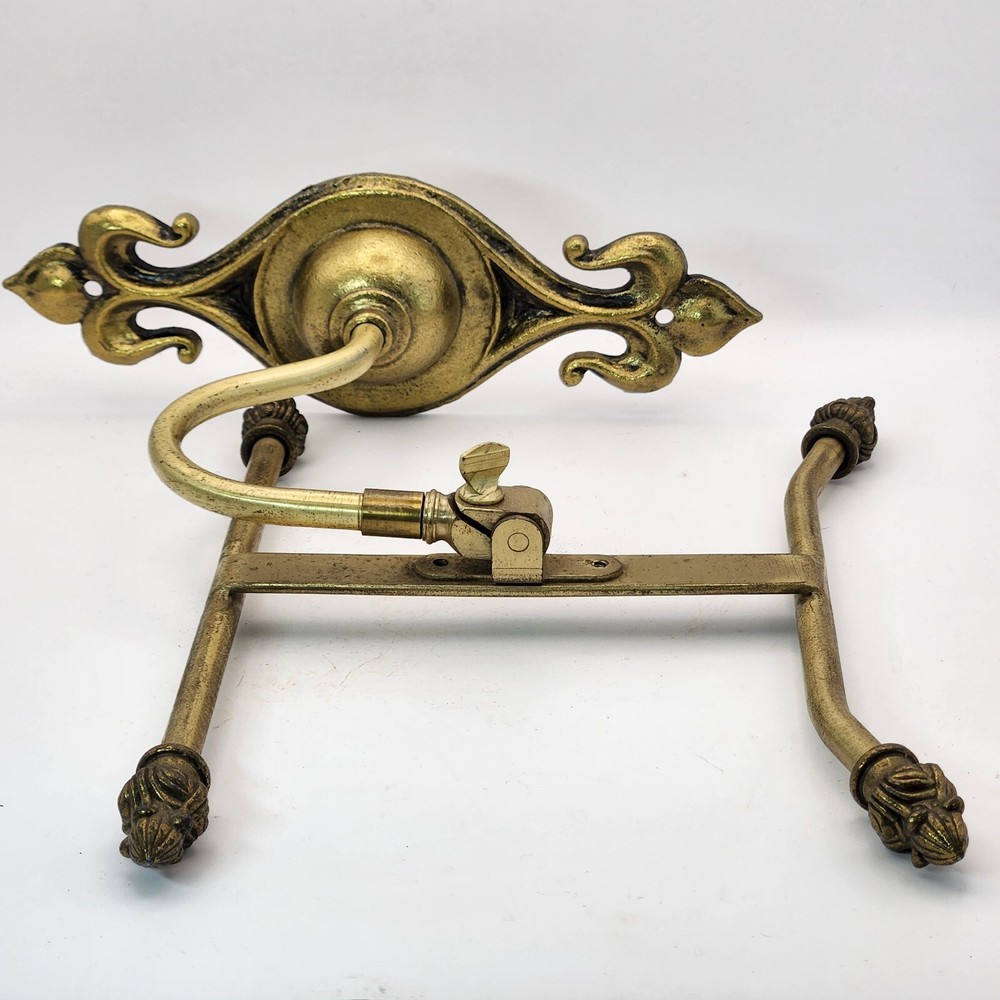 Antique Victorian Solid Brass Hat Coat Rack Hall Tree Wall Mount Early 1900s DA