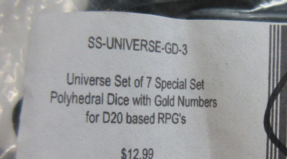 Polyhedral 7 piece Dice Set with Bag - Universal Black Sparkle