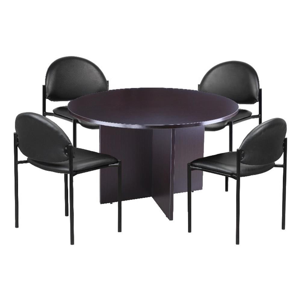 Scranton & Co 42"W Conference Table with 4 Stacking Chairs in Mocha