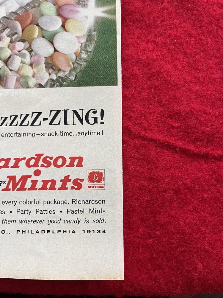 Vintage 1967 Richardson Mints Print Ad After Dinner Mints