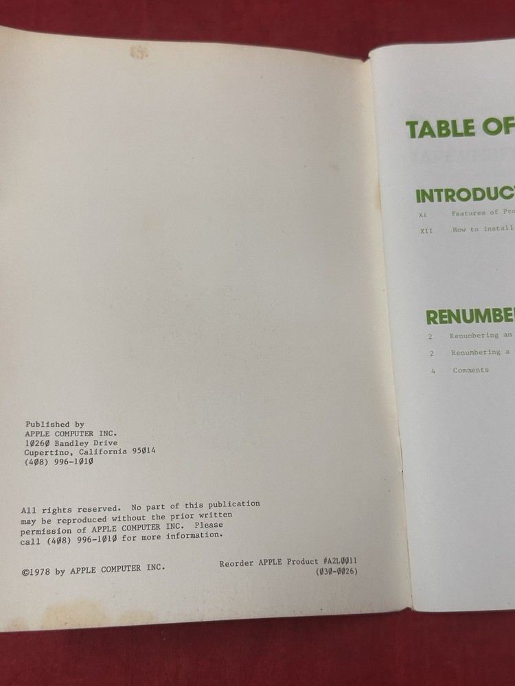 Apple II Programmer's Aid #1 Installation & Operating Manual 1978 VTG Manual
