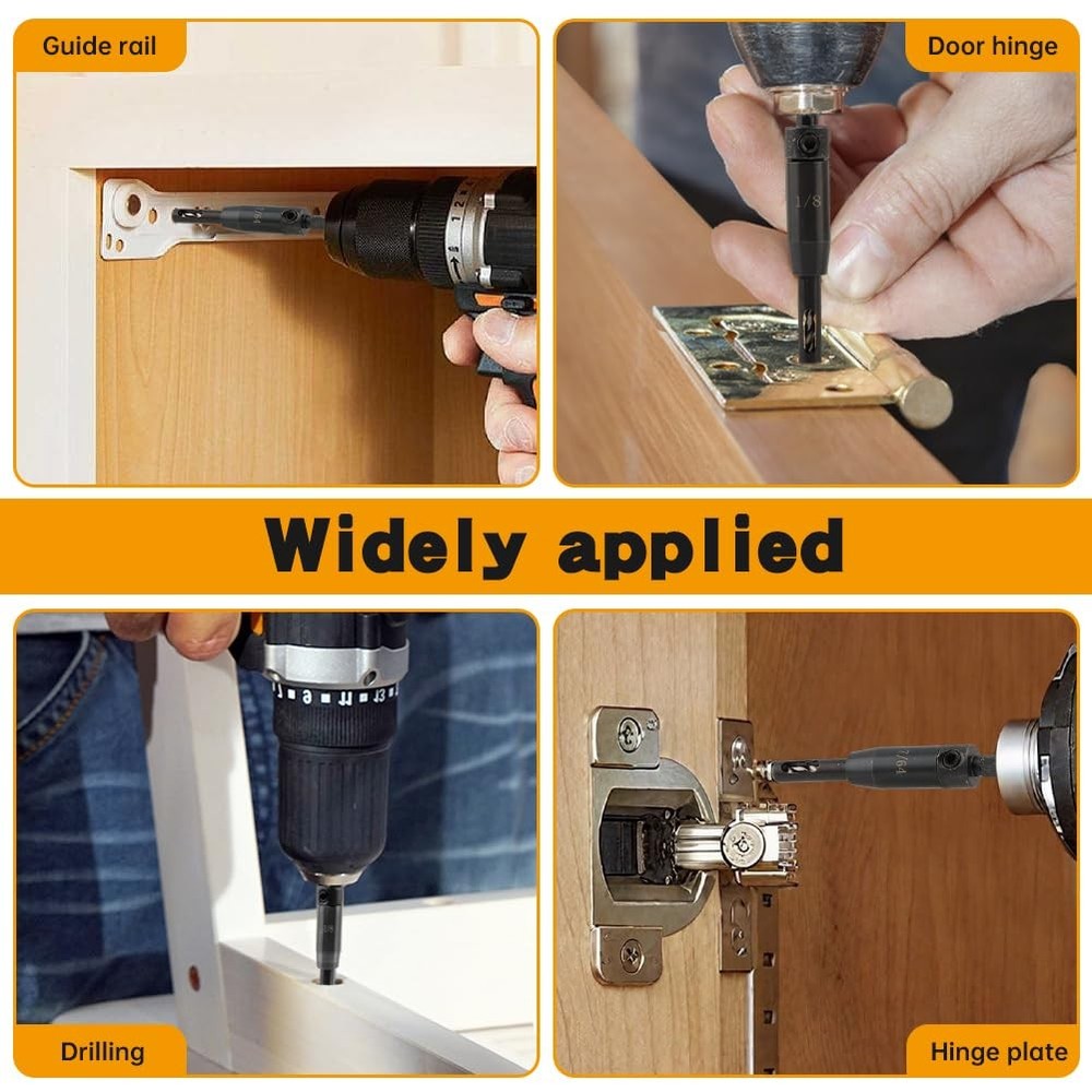 6 Pcs Self Centering Drill Bit Set, 1/4" Hex Shank Hinge Drill Bit Set 3/32",...