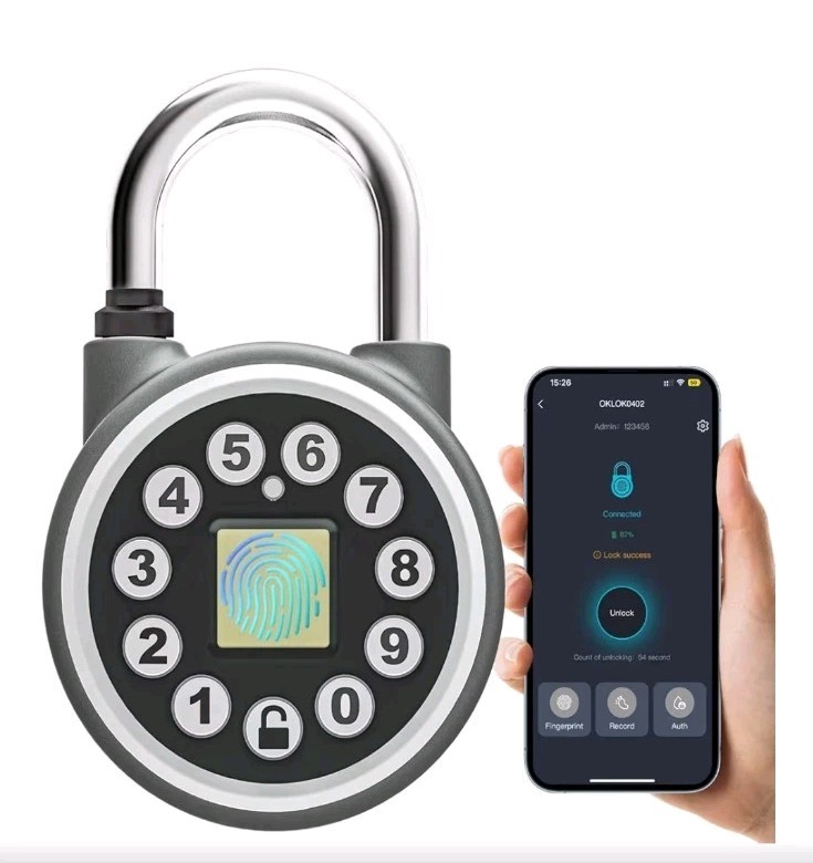Fingerprint Padlock,Bluetooth Pad Locks with Code, Water Resistant Smart Padlock