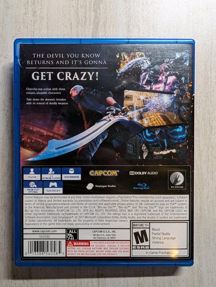 NO GAME Devil May Cry 5 PlayStation 4 Case PS4