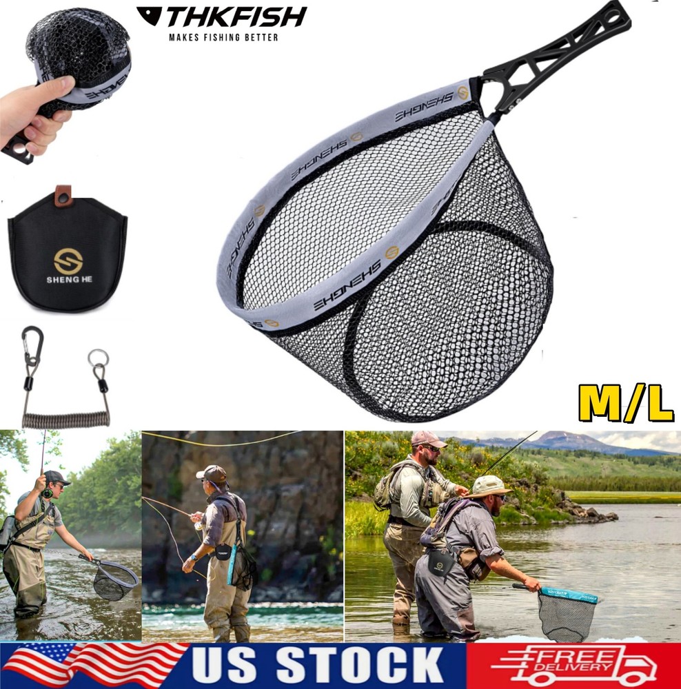 Fishing Landing ABS Handle Net Frame Trout Fish Net Soft Rubber Mesh for Catch