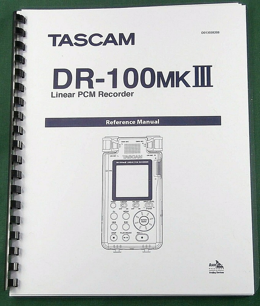 Tascam DR-100MklII Reference Manual: Comb Bond & Protective Covers!