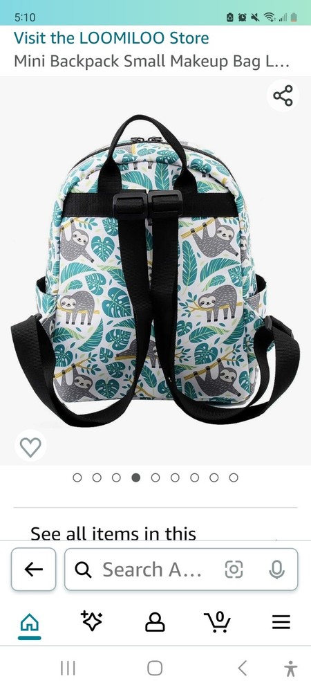 Childs Mini Backpack, Slothes Pattern