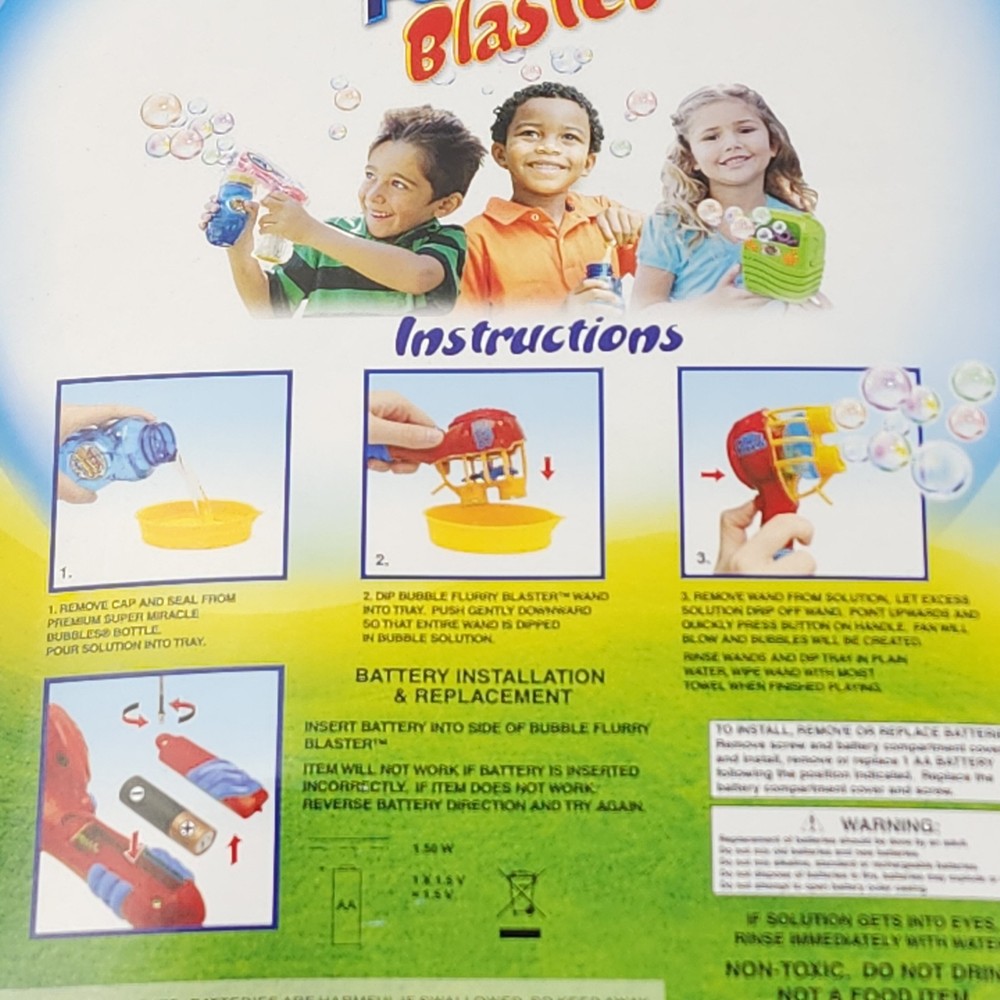 Bubble Flurry Blaster Super Miracle Bubbles Premium New