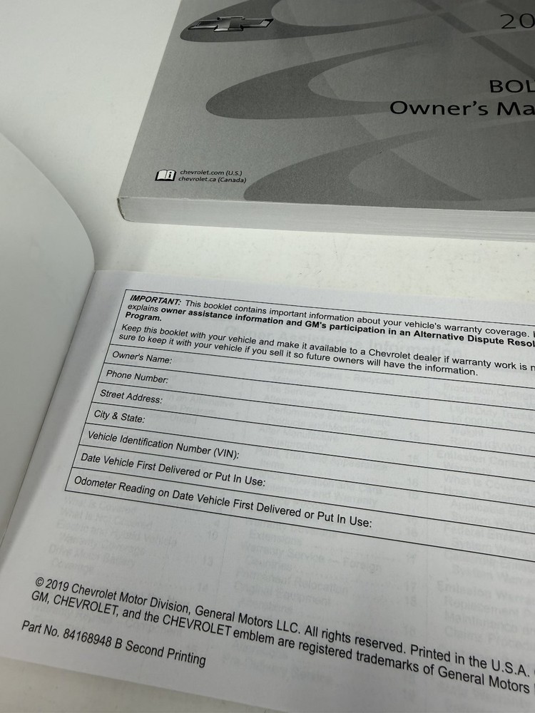 2020 Chevrolet Bolt EV Owners Manual OEM Set