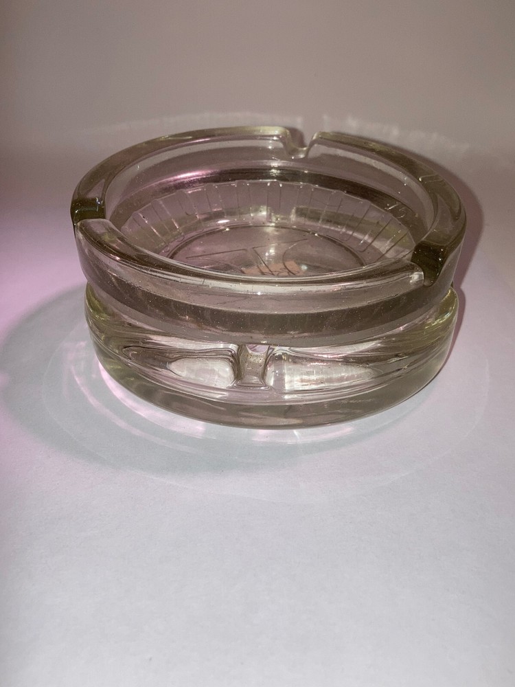 Pair Retro Hilton Hotel Glass Ashtrays