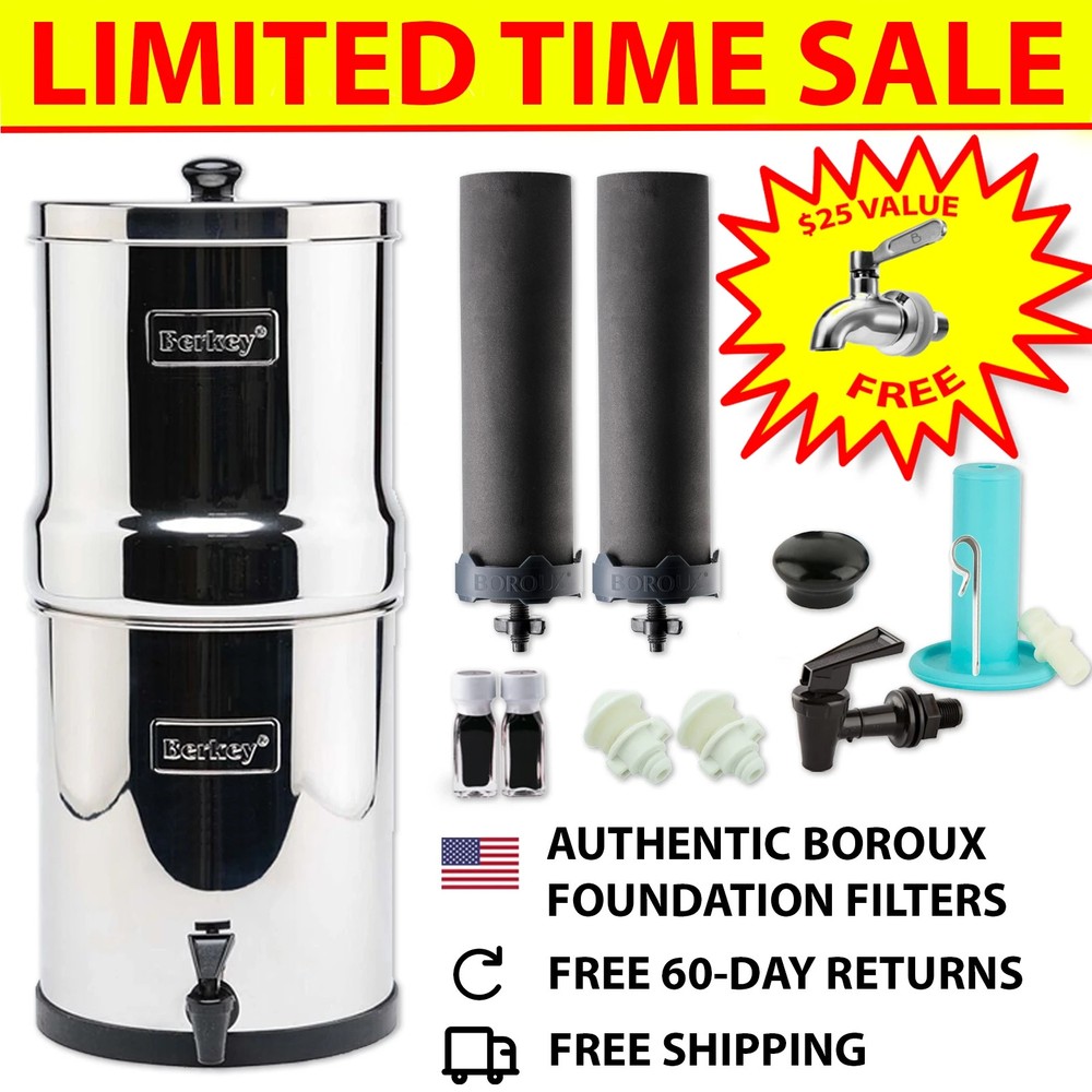 Imperial Berkey 4.5 Gal Water Filter w/ 2 Boroux Foundation Black Filters