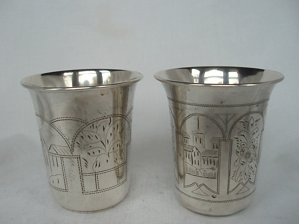 RUSSIAN VODKA BEAKERS STERLING SILVER CIRCA 1890