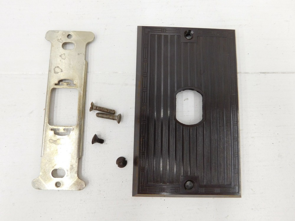 Vintage NOS Brown Bakelite Push Button Light Face Plates