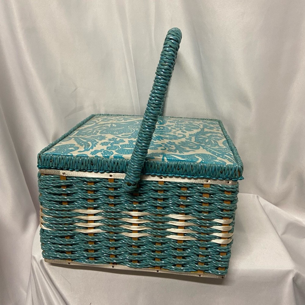 Vintage Dritz Wicker Wood Sewing Basket w/Handle