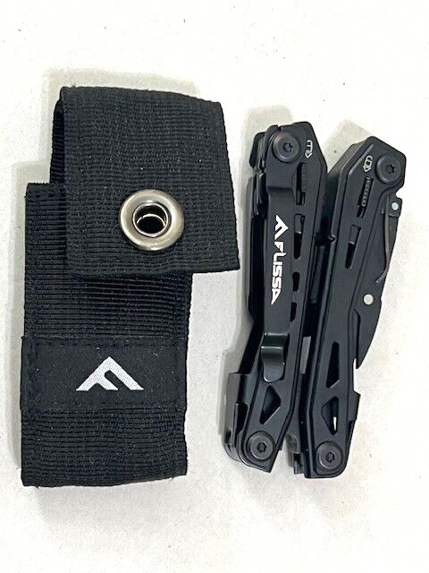 Flissa  Multitool Plier Black FOLDING Pocket Tools WITH Sheath - Excellent