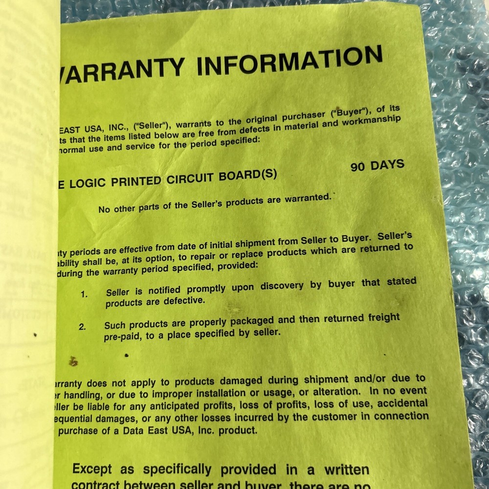 original Sly Spy Data East arcade Video game manual