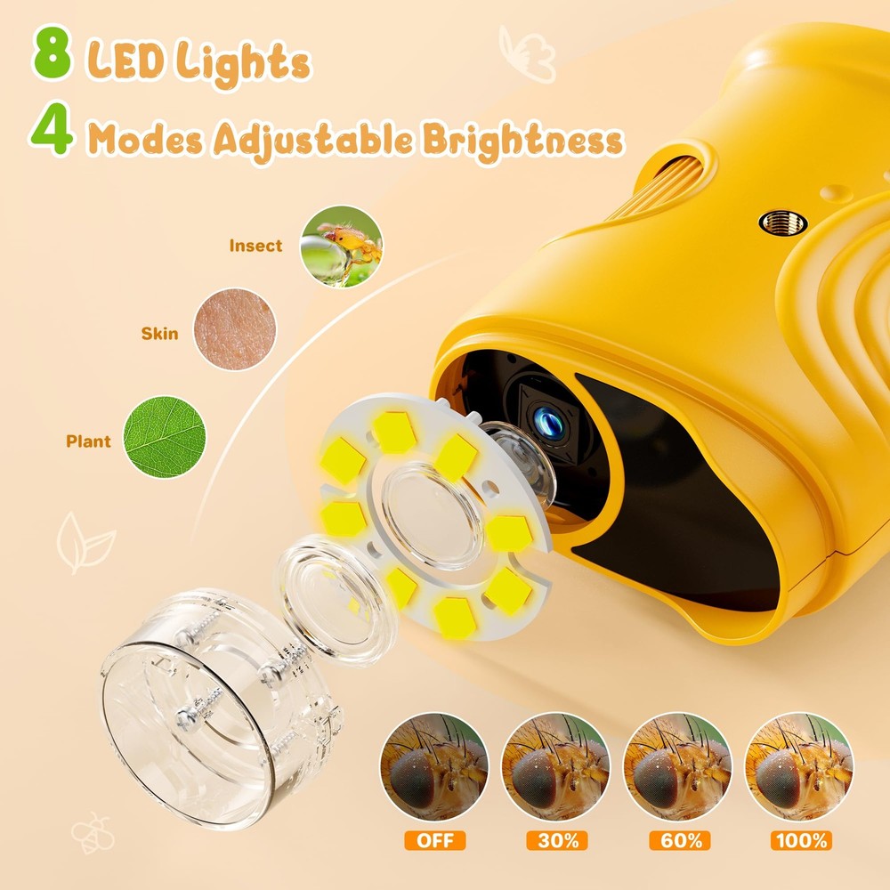 1000X Handheld Digital Microscope for Kids Pocket Microscope with 2.0 IPS Scr...