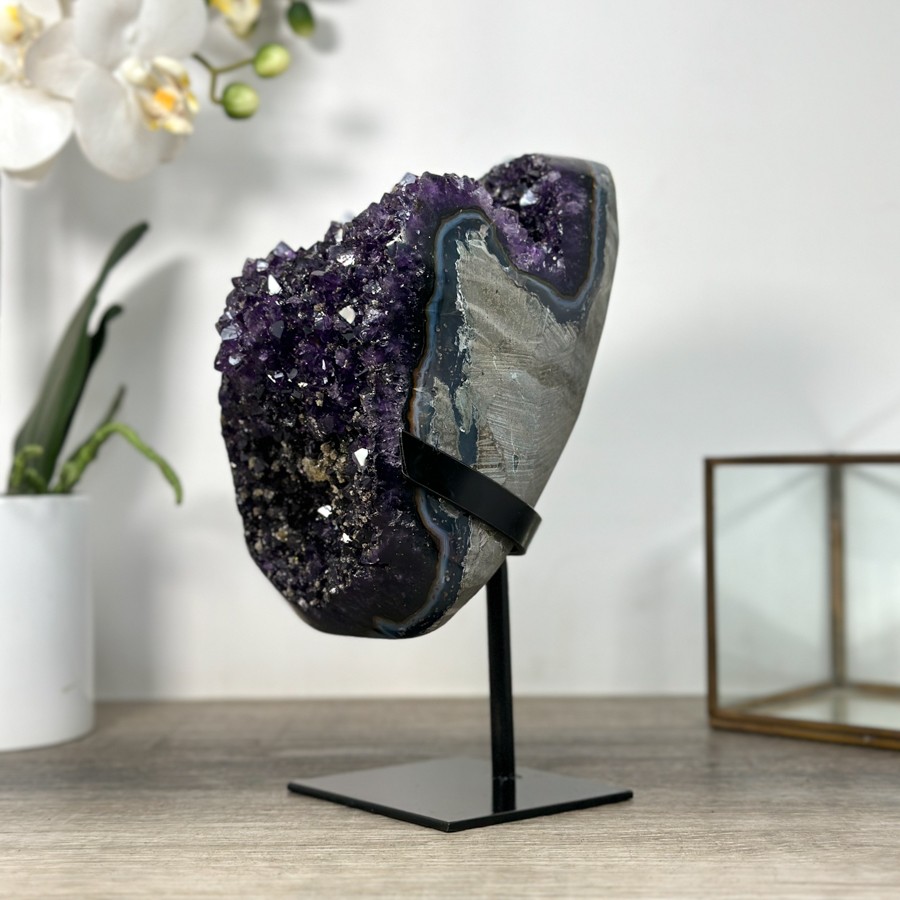 Top Grade Uruguayan Amethyst Crystal with Blue Agate Shell. MWS2480