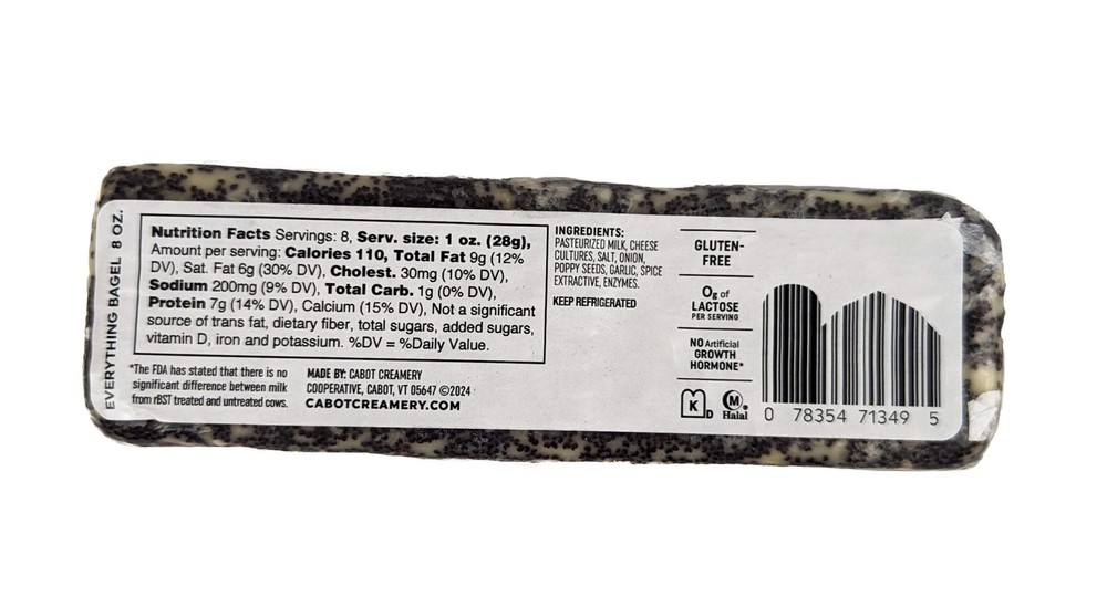 Cabot Everything Bagel Cheddar Cheese 8oz (Pack of 3)