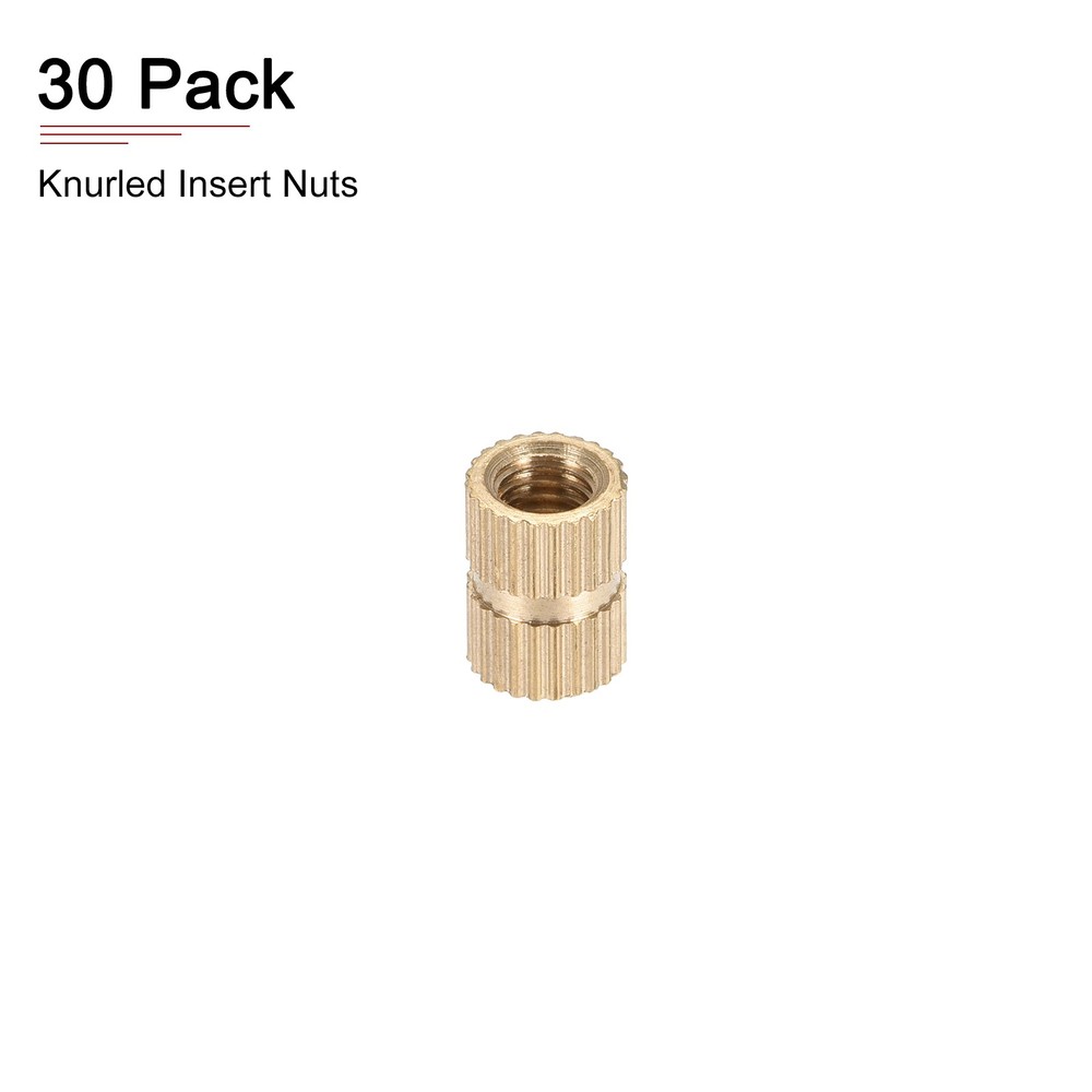 M5x10x7mm(IDxLxOD) Knurled Insert Nuts - 30 Pack - Good for Plastic Shells