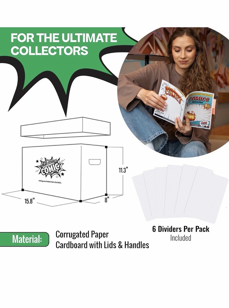 PlanetSpace Comic Book Storage Boxes 22-Pack w/ Dividers Dust-Proof Acid-Free
