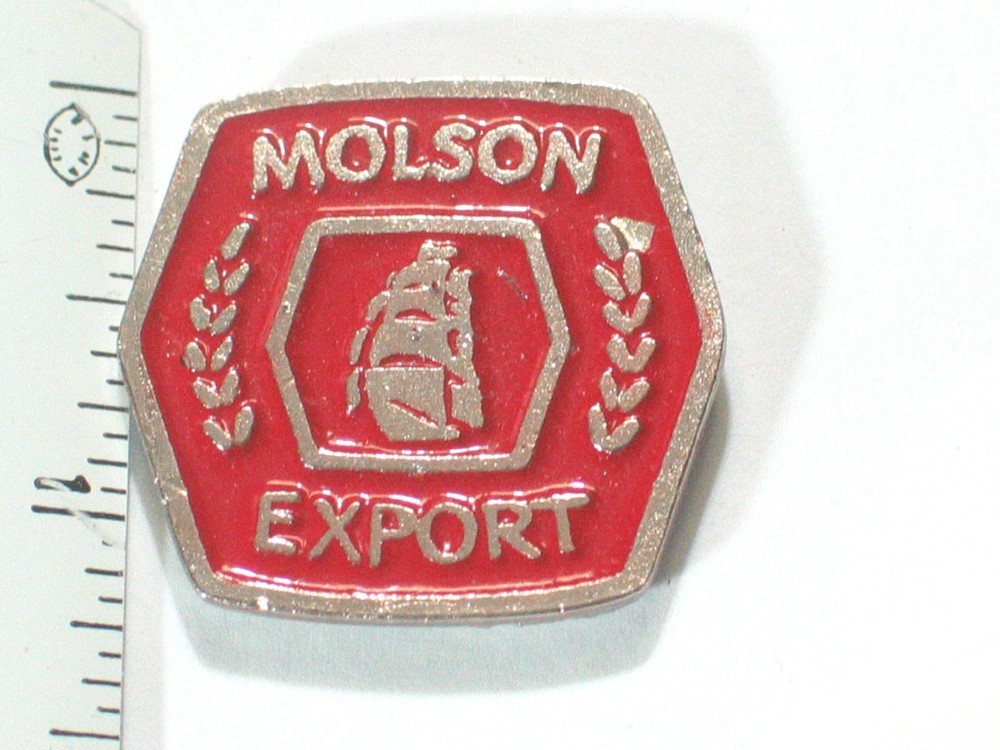 Molson Export Pin Badge , Vintage Beer Pin (2 Posts) **
