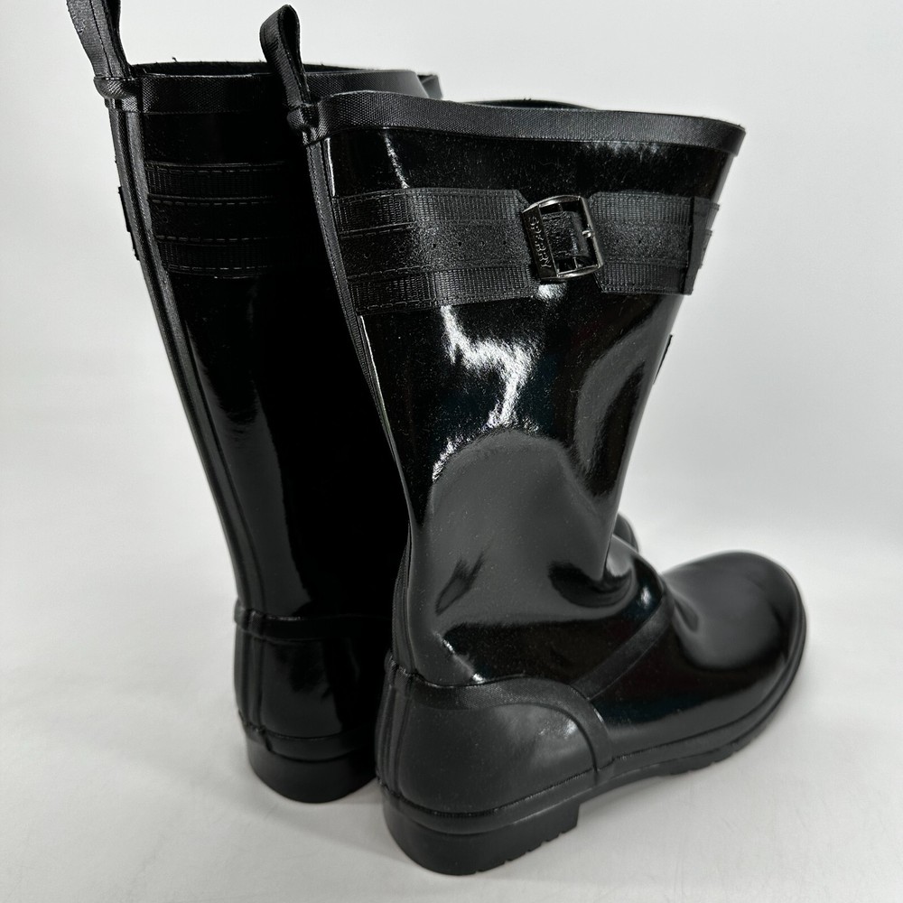 Sperry Walker Atlantic Black Rain Boots Waterproof Rubber Size 7.5