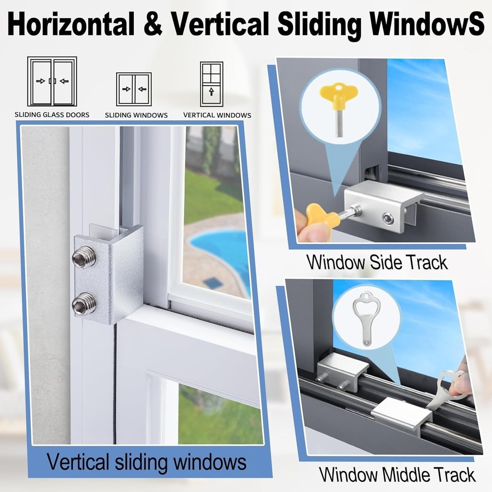 Sliding Window Locks for Horizontal Sliding Windows Security Lock with Key 8PACK