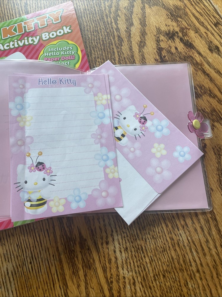 Hello Kitty Coloring and Activity Book & Vtg Notepad/Envelope - g4