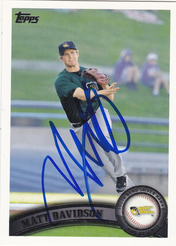 MATT DAVIDSON SOUTH BEND SILVER HAWKS SIGNED CARD REDS DIAMONDBACKS WHITE SOX