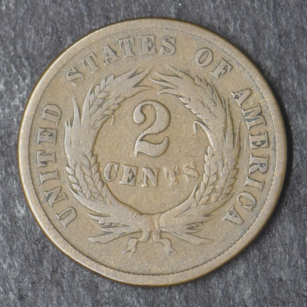 1865 Plain 5 2C Two Cent Piece - COINGIANTS -