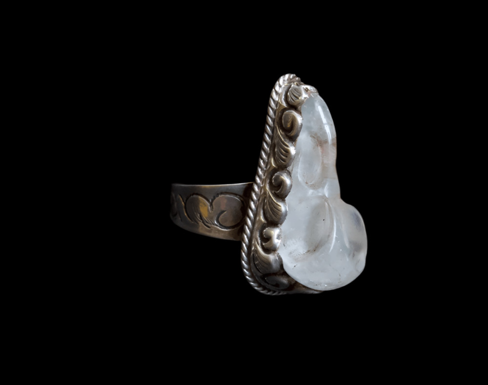 Moonstone Bird Skull Ring
