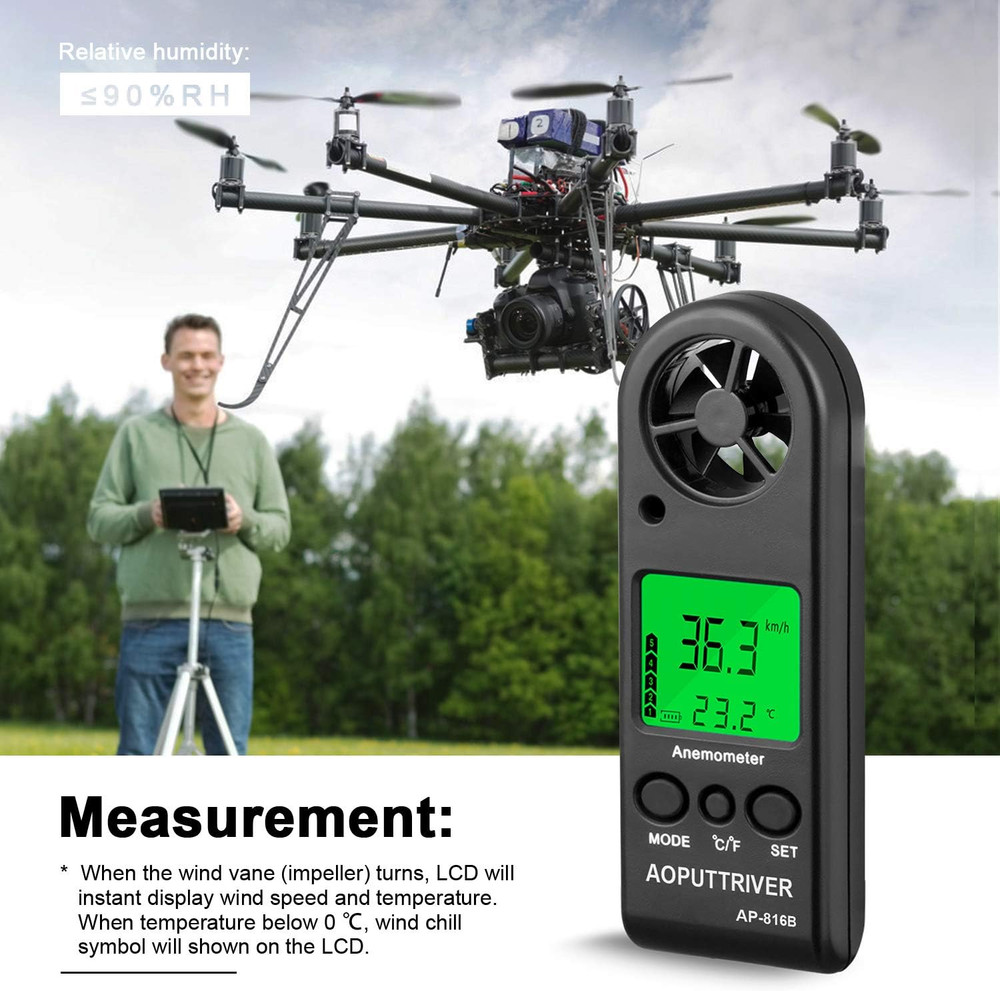 Anemometer Handheld Wind Speed Meter for Measuring Wind Speed Temperature and Ma