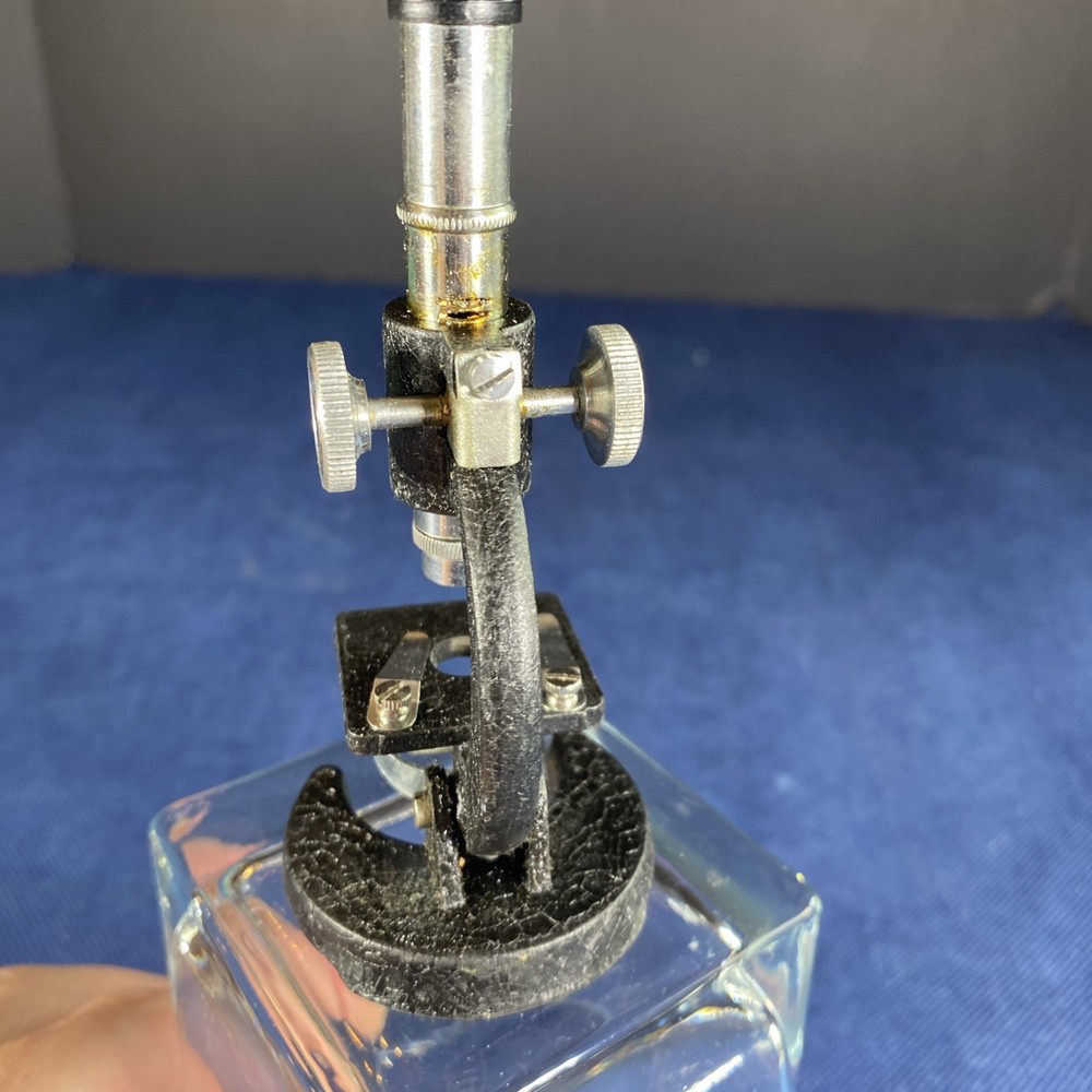 Miniature Microscope Black & Silver Metal - Approximately 4 Inches High