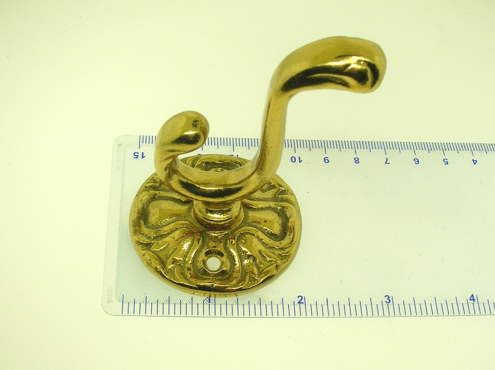 VINTAGE SOLID BRASS WALL COAT HOOK - 2 7/8" LONG - MORE THEN ONE AVAILABLE