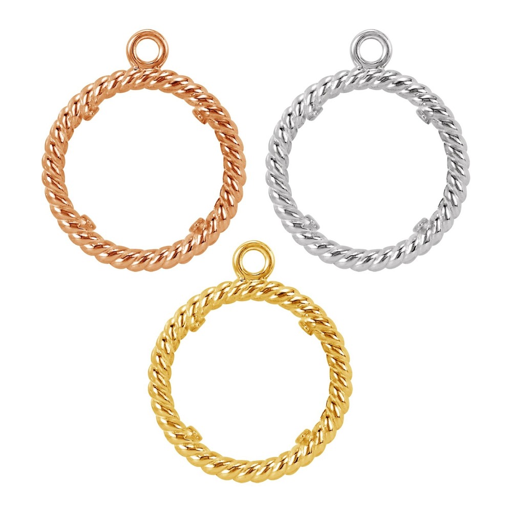 14K Gold & Silver Round 8-Prong Dangle