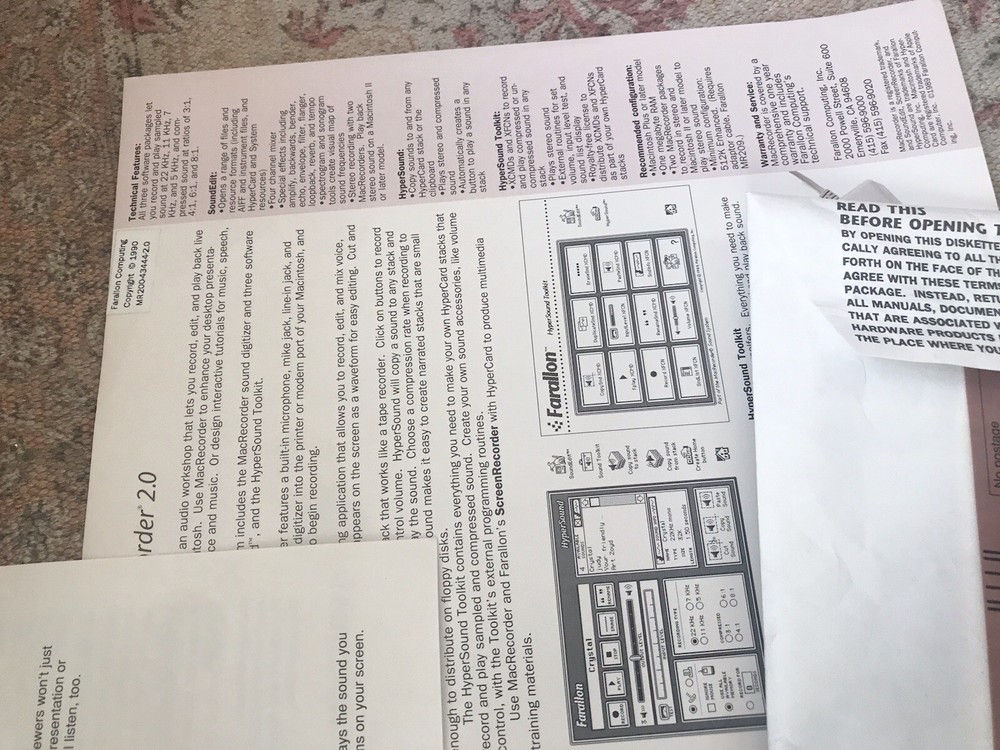 Farallon macrecorder W Sound Edit Hypersound And Packaging
